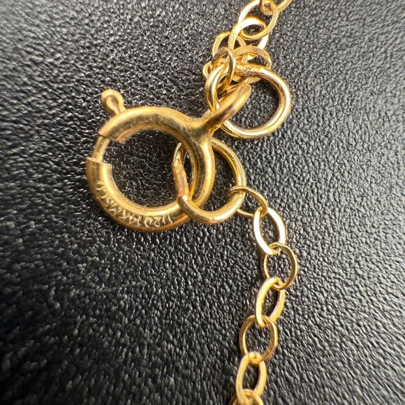 Gold-Filled Rectangle Pendant Necklace Light Green Glass - Picture 4 of 5